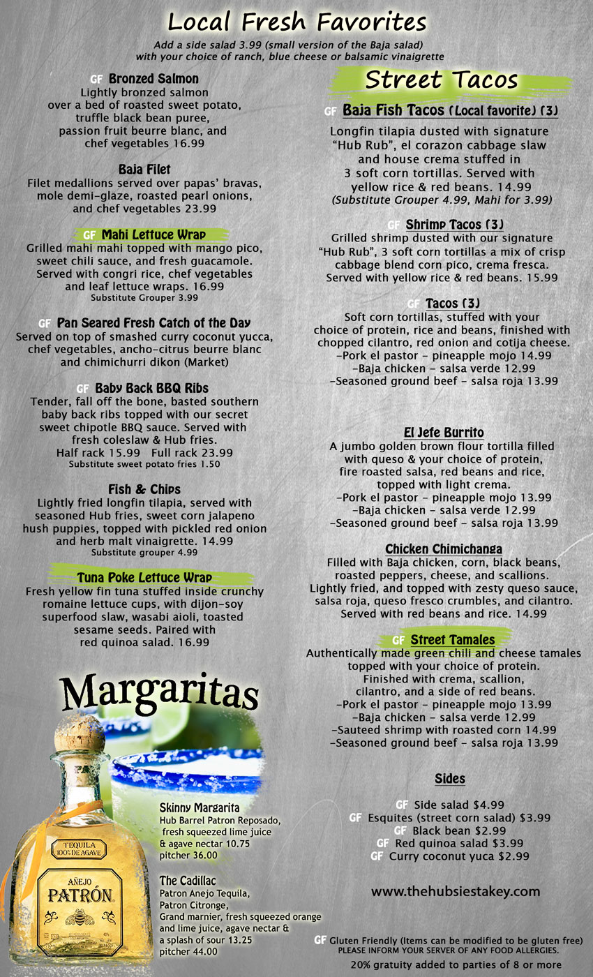 Our Menus The Hub Baja Grill